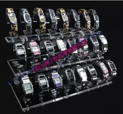 24 Slot Watch Display Stand - Clear Acrylic Tabletop Organizer - Detachable 3-Tier