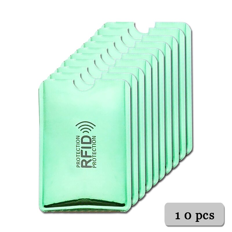 Anti Rfid Kaarthouder Portemonnee Blokkeren Reader Lock Bank Kaarthouder Id Bank Card Case Aluminium Bescherming: 10pcs Green