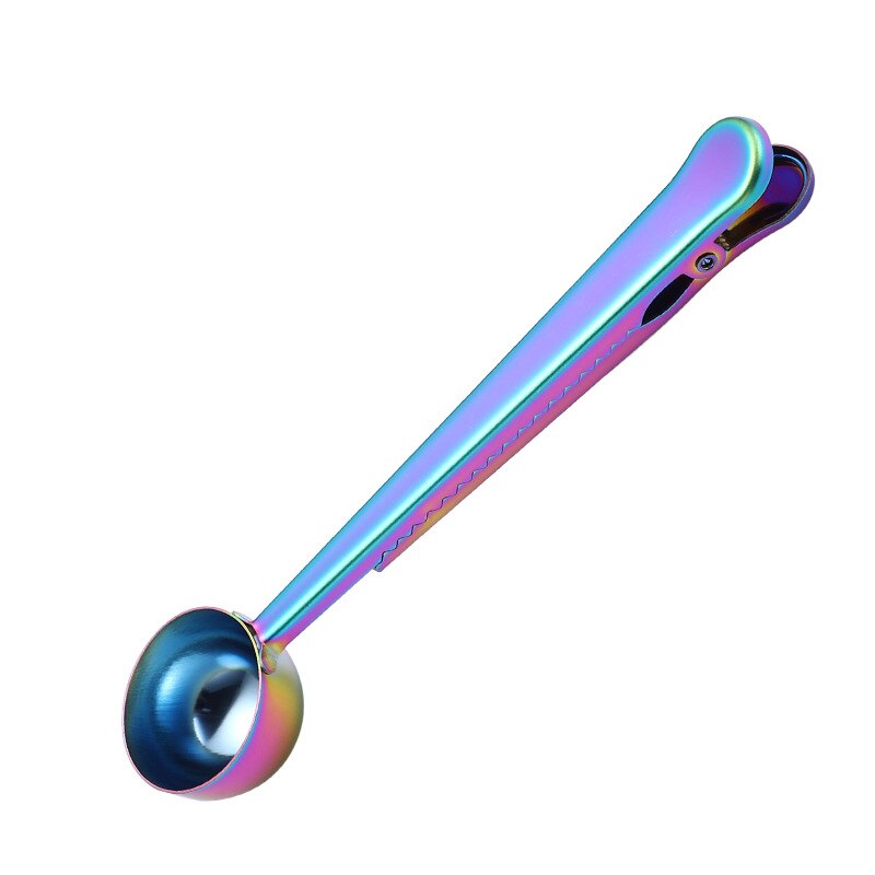 Cuchara de café con mango largo y Clip para cocina, suministro de leche en polvo, condimentos líquidos, cucharas medidoras de buen sellado: multi color