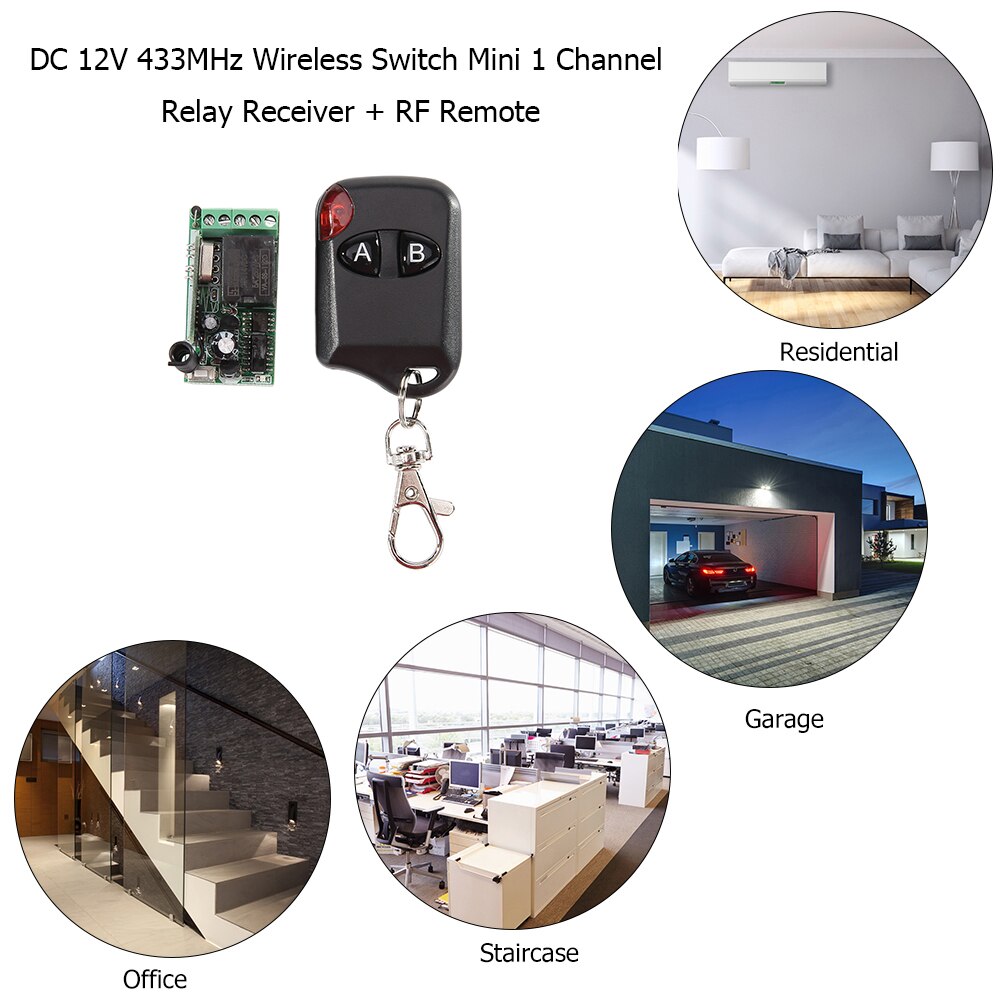 12V 433Mhz Afstandsbediening Draadloze Schakelaar Mini 1 Kanaal Relais Ontvanger Zender Elektrische Garagedeur Gate Auto Afstandsbediening clone