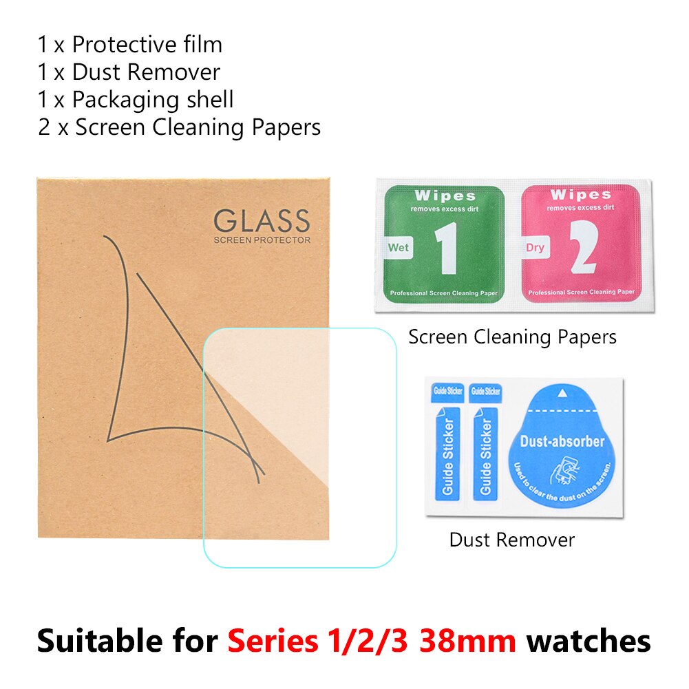 1/3Pcs Gehard Glas Screen Protector Voor Apple Horloge Serie 6 5 4 3 2 1 Se 38 40 42 44Mm Voor Apple Iwatch Screen Protector Film: for iWatch 123 38mm / 1 piece