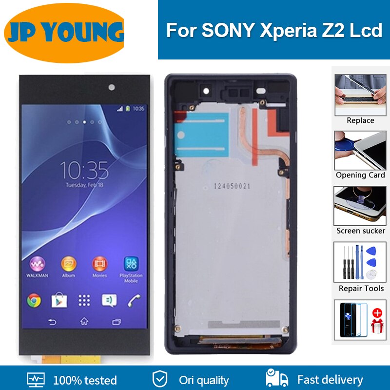 5.2 &quot; Original lcd For SONY Xperia Z2 D6502 D6503 D6543 LCD Display with Frame Touch Screen Digitizer Assembly Replacement