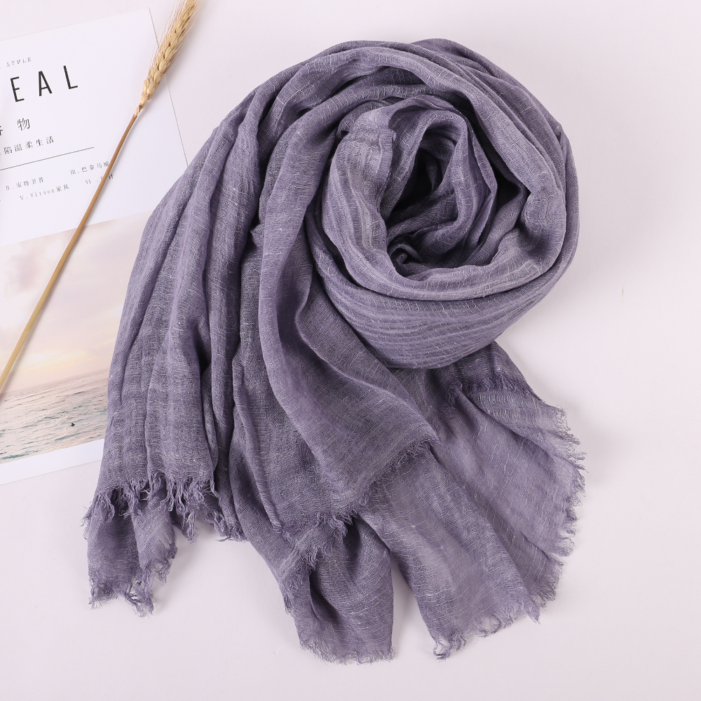 Bufanda de de lujo para mujer, chal de playa, bufandas de algodón a la para mujer, Bandana pashmina musulmana, hijab silenciador, Otoño Invierno: Morado