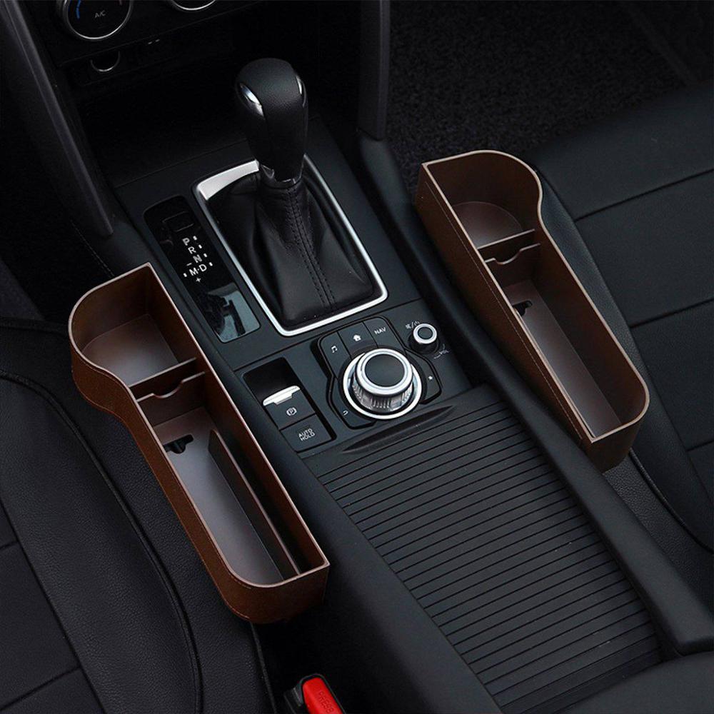 Left / Right Car Seat Crevice Gaps Storage Box ABS Plastic Auto Drink for Pockets Organizers Stowing Tidying Universal: Brown