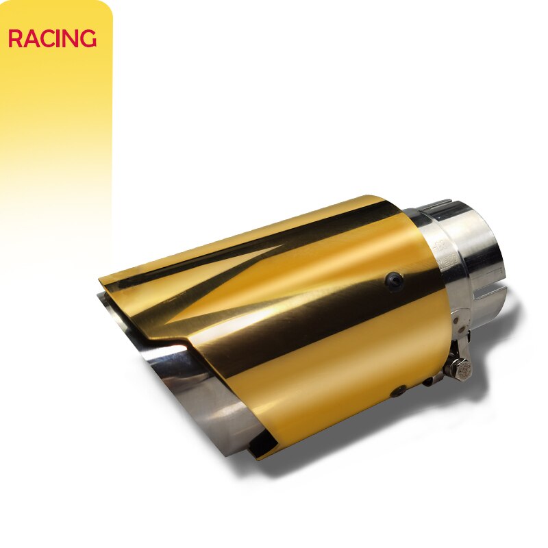1 Piece Exhaust Tail Pipes Glossy Gold Muffler Tip Tail Universal Stainless Steel Pipes Throat End Tip