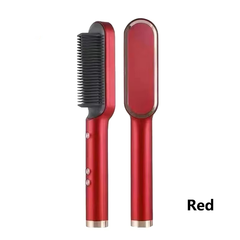 Xiaomi Haarglätter, schnell erhitzt, elektrisch, heißer Kamm, Haarglätter, professionelle Negativ-Ionen-Haarpflege, Frisurbürste: Rot / EU-Stecker