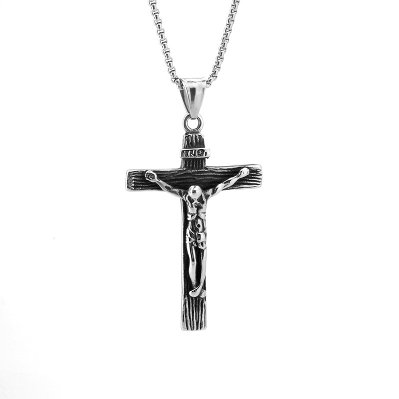 Katholieke Rvs Ornamenten Kruisbeeld Kruis Titanium Staal mannen Hanger jesus sleutelhanger
