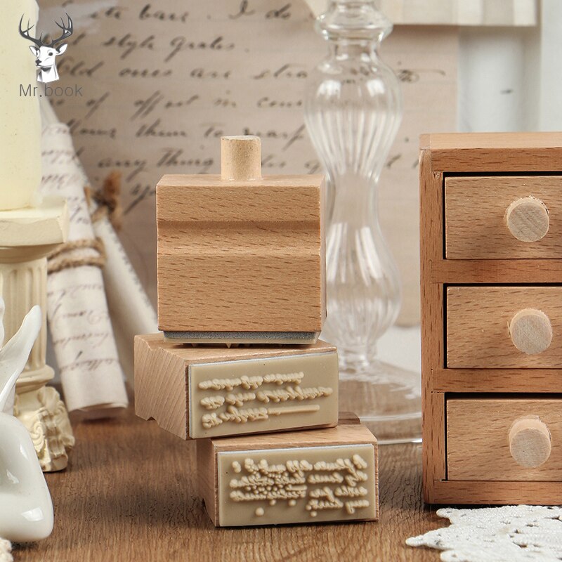 6 pièces bricolage anglais phrase combinaison lettre timbre journal intime Ablum mariage lettre bois caoutchouc timbre ensemble avec tiroir en bois Vintage
