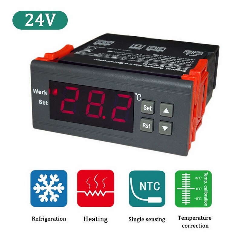 12V 24V 220V AC Digital LED Temperature Controller For Incubator Cooling Heating Thermostat NTC Sensor