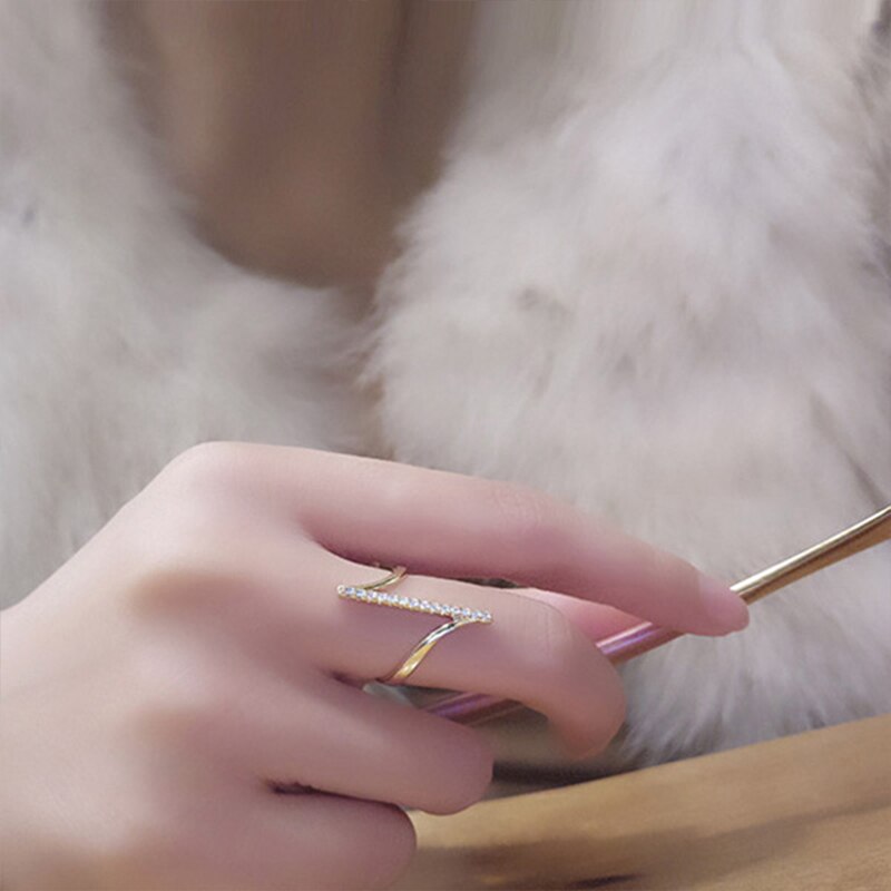 Sølv farve asymmetrisk guld farve lille finger ring simple v form ringe til kvinder minimalisme kvindelige bryllup smykker
