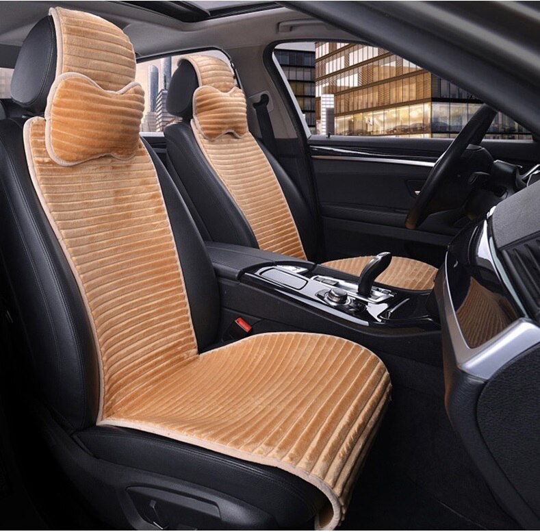 AUTOYOUTH-Funda de asiento de coche de terciopelo Nano para invierno, con reposacabezas, 5 colores, Universal, Protector de cojín, estilo de coche