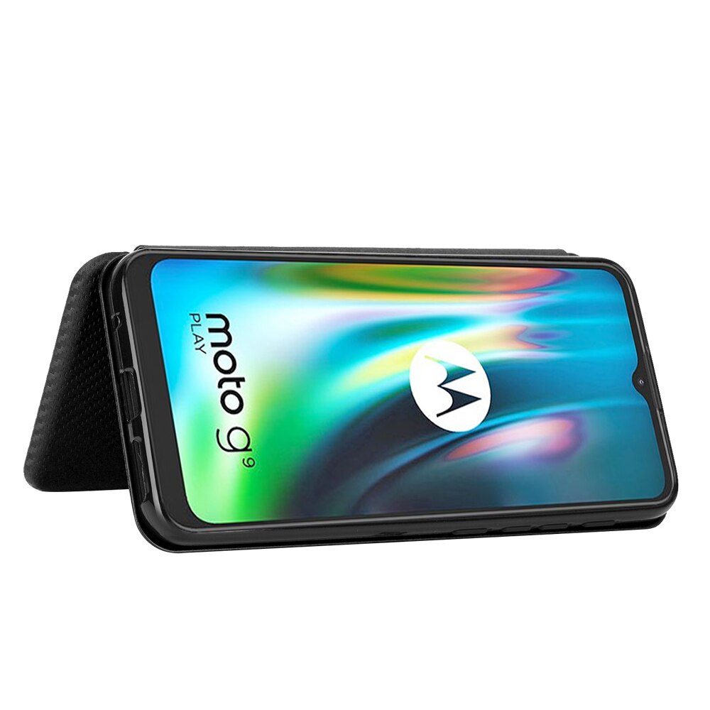 Voor motorola moto  g9 play hoesje koolstofvezel flip lederen hoesje voor motorola moto  g9 play  g 9 g9 play hoesje cover 6.5 inch