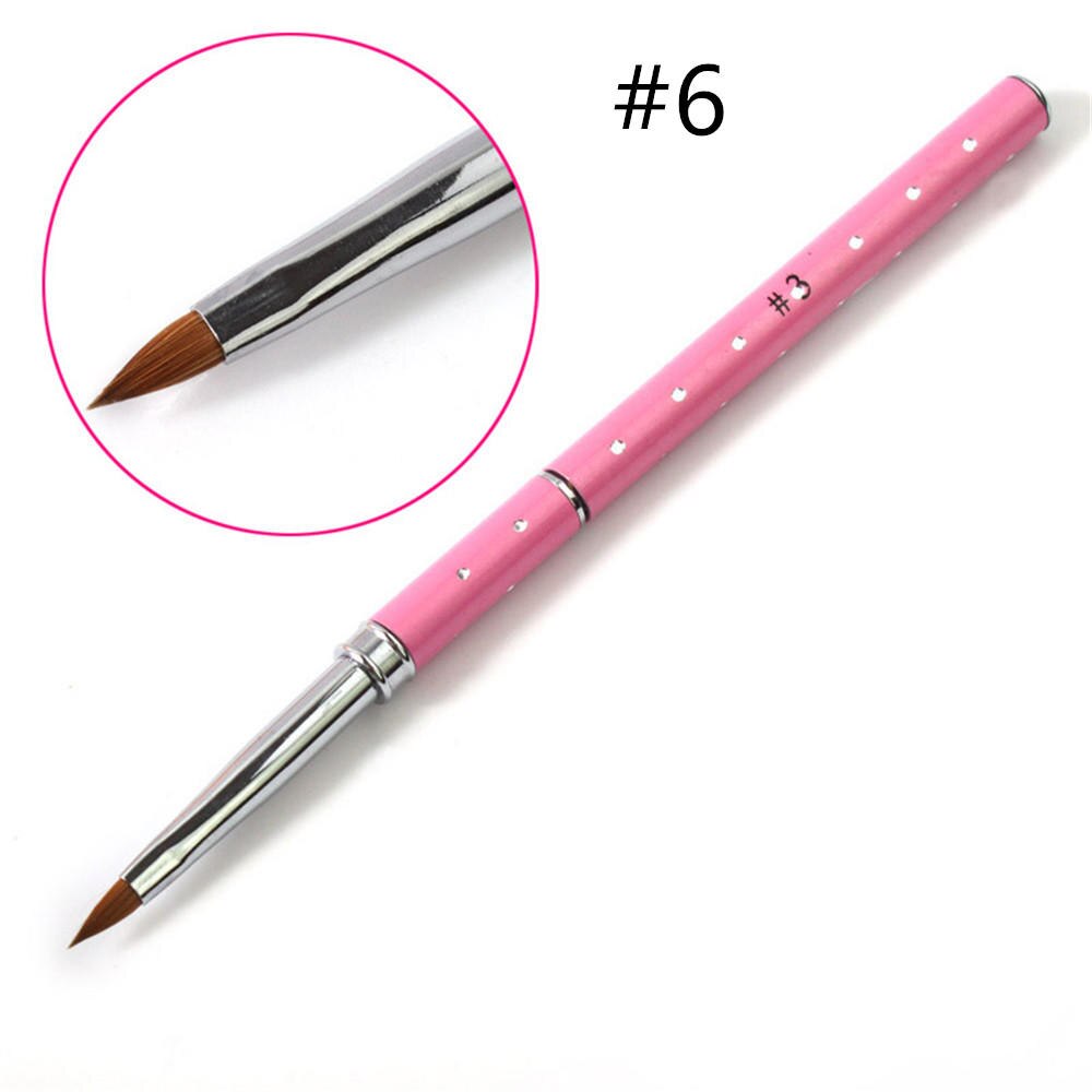 Pink Portable Lightweigt Slim Nail Art Acrylic Brush Metal Handle with Diamond Kolinsky Magic Hair Pencil for DIY Nail Art: 6