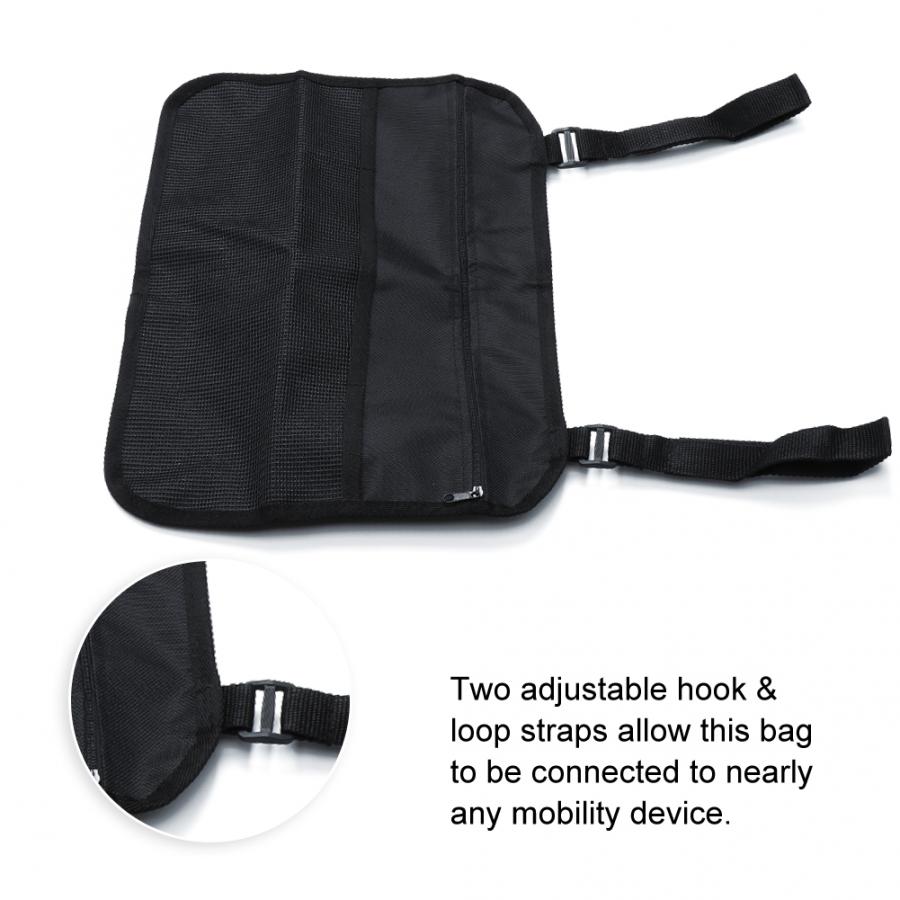 Wheelchair Side Bag Multi-pockets Organization Accessory for Wheelchairs / Scooters Walking Stick