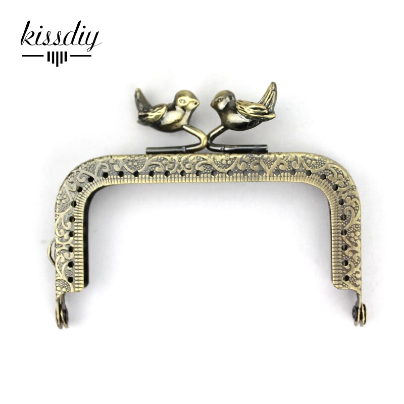 Kissdiy 3 Stks/partij Reliëf Brons Vintage Metal Purse Frame Vogel Kus Sluiting Handvat Diy Tas Accessoires