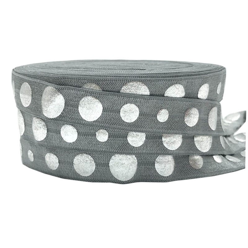 10 meter 16mm gouden zilveren larce polka dot print vouw elastiek voor webbing naaifeestdecoratie