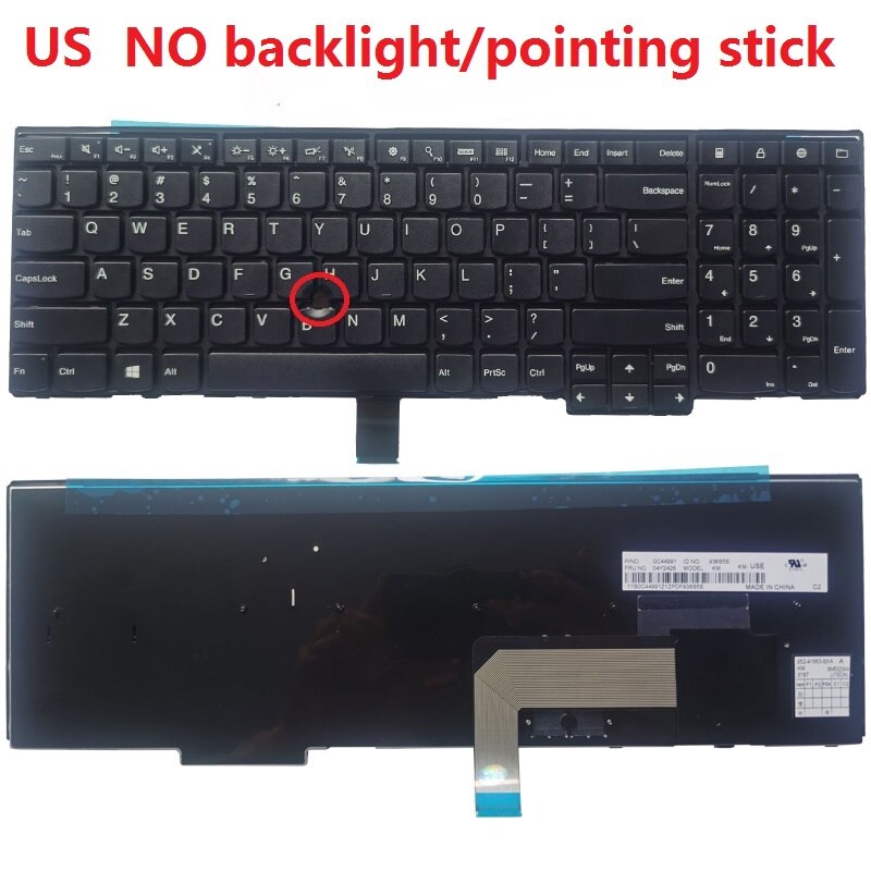 Us/dk/sp/fr/gr laptop tastatur til lenovo thinkpad  e540 e531 t540 w540 w541 t550 w550 l540 l560 t540p t560 p50s l570 no baggrundsbelyst: Os ingen pegestok
