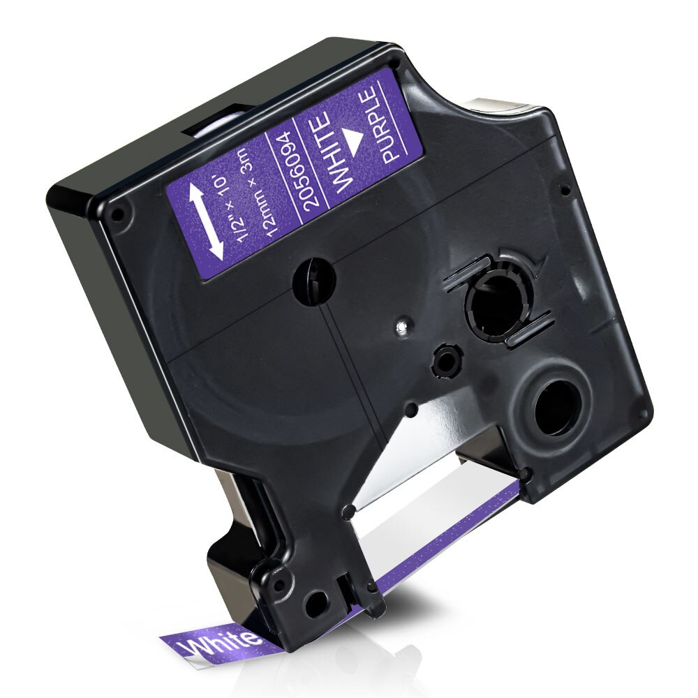 Topcolor 12mm Dymo D1 Compatible Label Tape Shiny Printer Ribbon White on Glitter Purple Sticker for Dymo Label Maker LW450 pnp