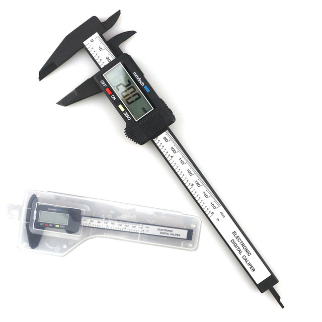 O.M.Y 1pcs Meten 0-150mm 6 Inch Plastic LCD Elektronische Digitale Koolstofvezel Schuifmaat Regel gauge Micrometer: Rood
