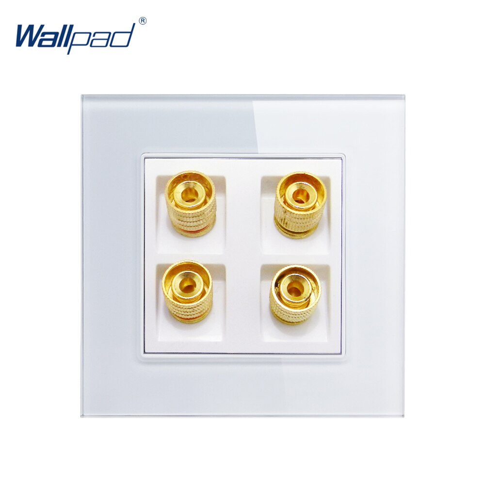 4 Audio Stopcontact Crystal Gold Glass Panel Wallpad 4 Audio Poorten 86 Mm * 86 Mm