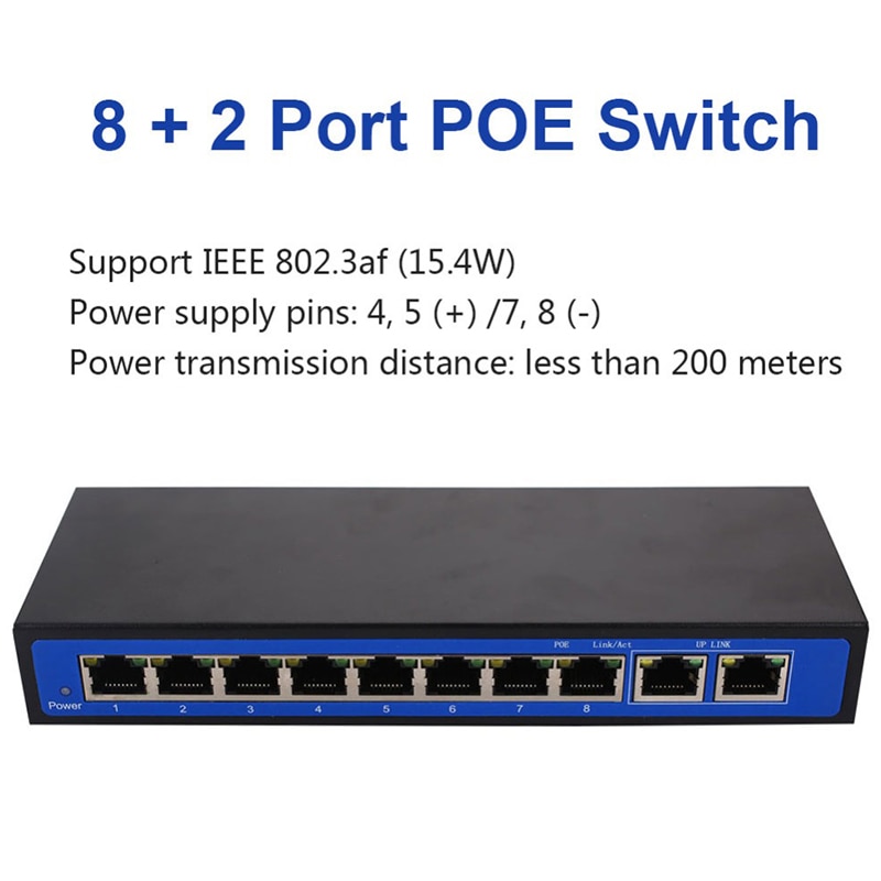 8+2 PoE Injector POE Ethernet Switch IP Camera Poe Network Switches Power over Ethernet 5.6Gbps POE Switch