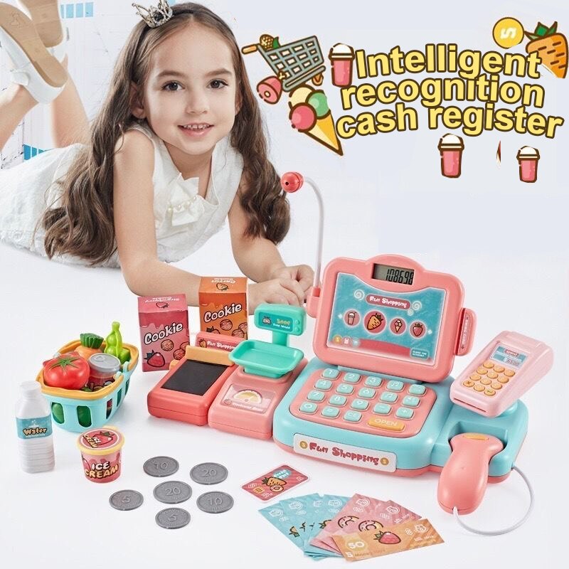 Caja Registradora de juguete para supermercado para niños, simulación de deslizamiento, cálculo, tienda de conveniencia, caja registradora