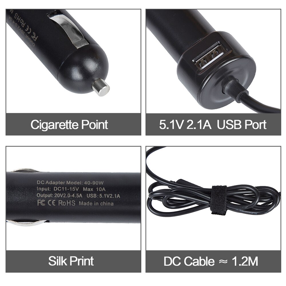 Car Charger voor Lenovo ThinkPad Laptop Power Adapter Oplader Snel Opladen DC Adapter Model 40-90 W