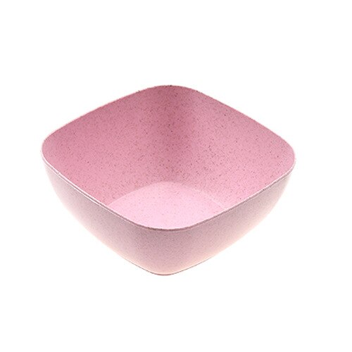 1Pcs Milieuvriendelijke Grote Vierkante Tarwe Stro Kom Vruchten Salade Noten Kommen Keuken Servies Soja Snack Container: Pink