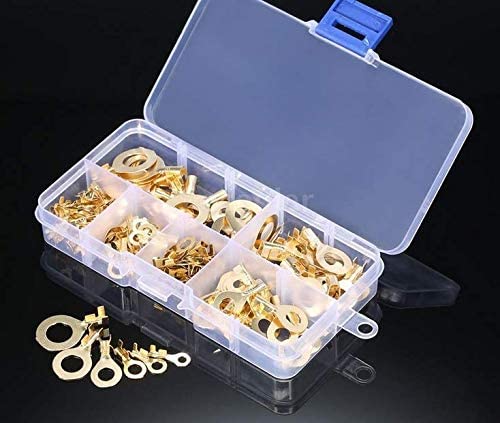 150 Stuks Ring Kabelschoenen Ring Ogen Brass Crimp Kabel Niet Geïsoleerde Connector Draad Terminals Assortiment M3 M4 M5 m6 M8 M10