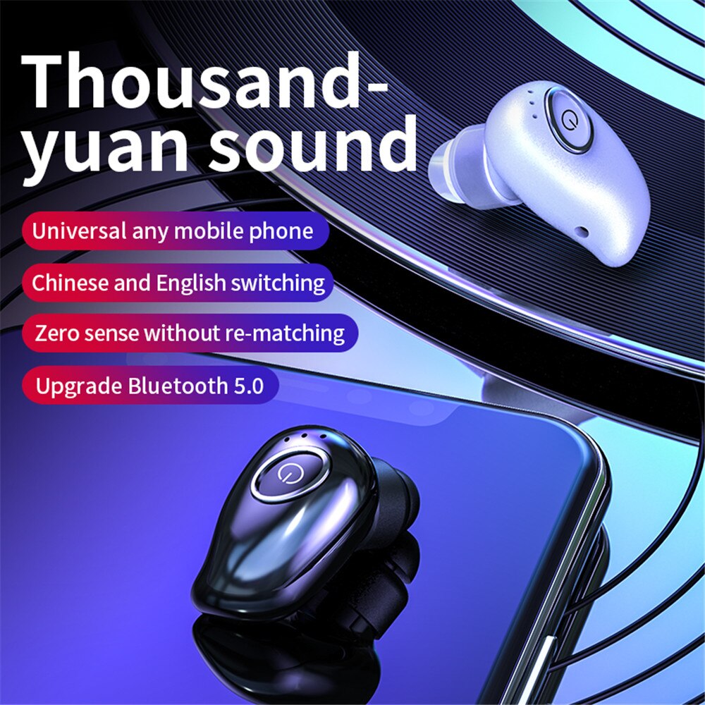 Mini V21 Wireless Bluetooth Earphone Portable Earbuds Bluetooth V5.0 Headphone Handsfree With Mic Ear Hook Invisible Headsets