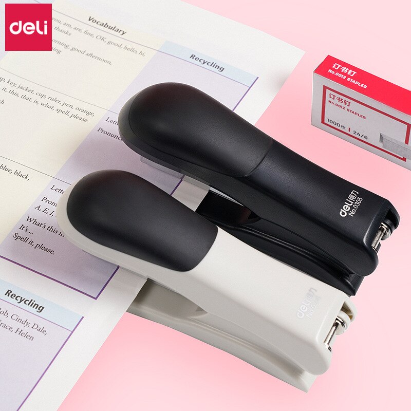 Deli Stapler 5 Pcs Business Bind Machine #12 24/6 Staple Student Stationery Office Supplies