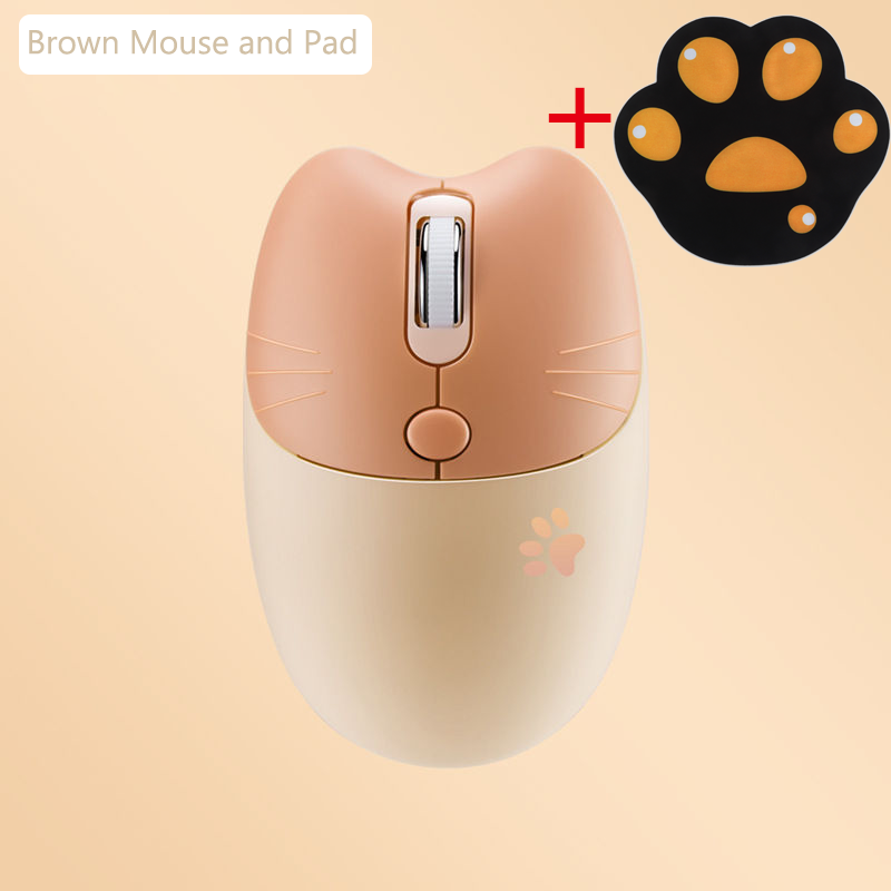 Usb Draadloze Muis Optische Stille Roze Muis 3 Dpi Verstelbare Ergonomische Muizen Spel Kantoor Leuke Mause Voor Laptop: Brown with brown pad