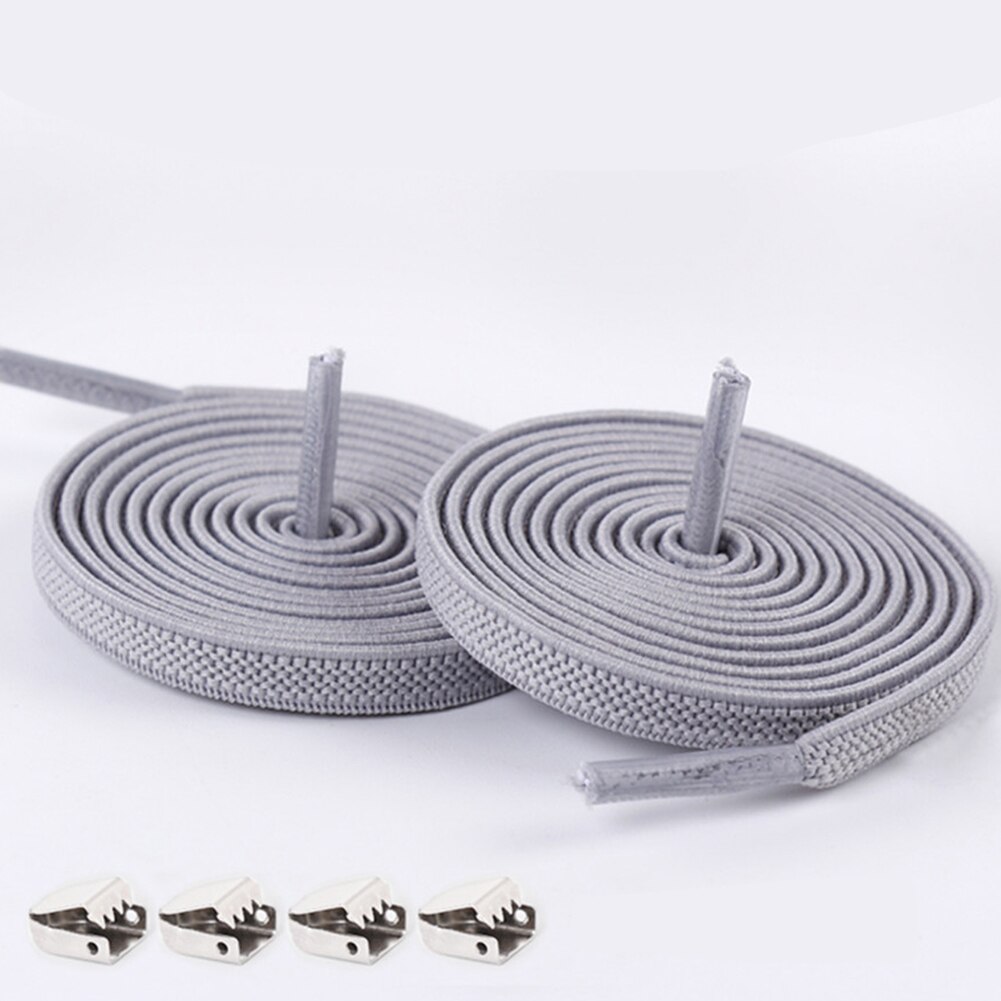 1 Paar Casual Geen Tie Schoenveters Voor Sneakers Stretch Elastische Lui Geen Stropdas Platte Veters 100 Cm Snoep Kleur sport Outdoor Strings: light grey