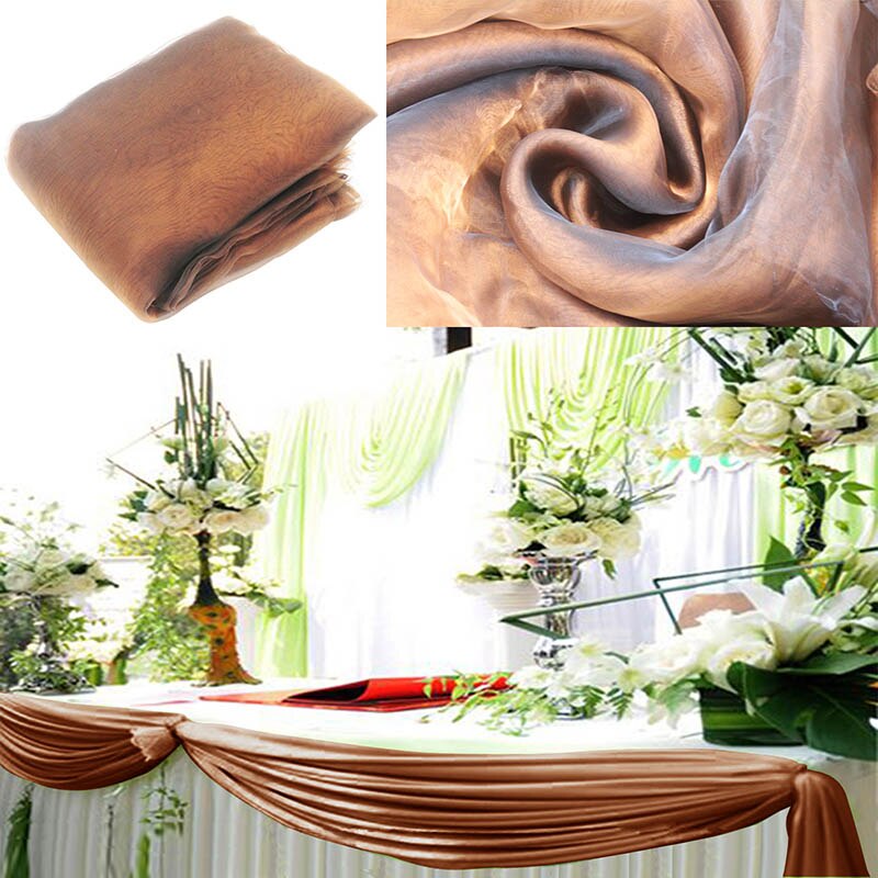 Tissu Organza avec ruban pur 10M x 1.35M | Couverture pour mariage, fournitures de décoration pour Banquet de mariage, célébrations d'hôtel: chocolate