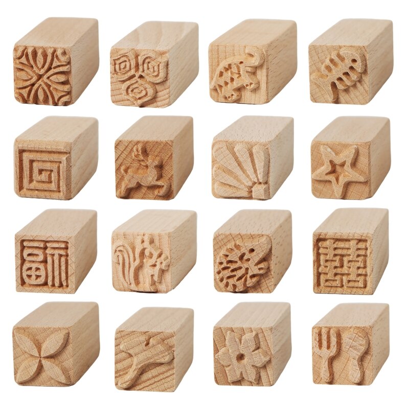 Houten Aardewerk Stempel Diy Klei Gereedschappen Postzegels Modellering Patroon Stempel 101A