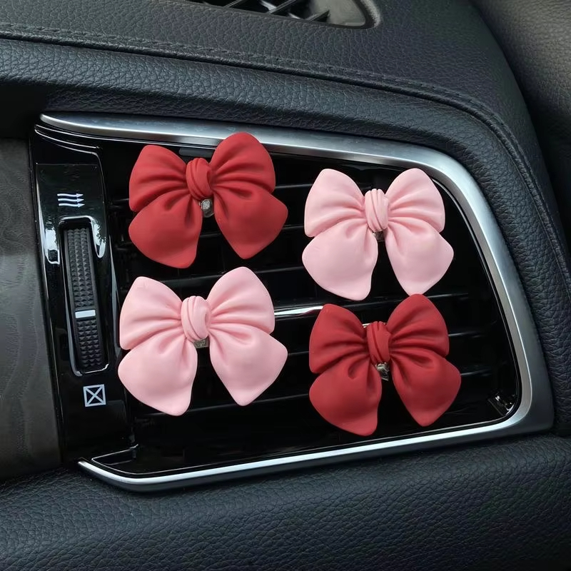 Désodorisant de voiture avec nœud papillon, parfum de style de voiture, odeur naturelle, clip de sortie de climatiseur, accessoires automobiles
