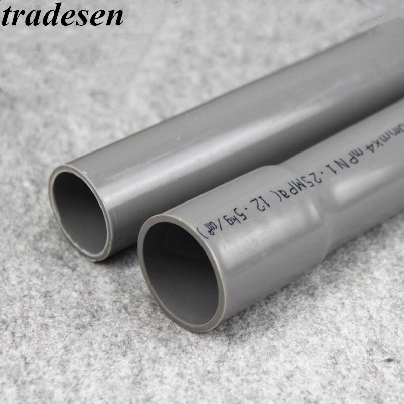 O.D 25~50mm Gray UPVC Pipe Hi Water Supply Pipe Irrigation Fish Tank PVC Pipe Aquarium Drainpipe Water Tube 2pcs 50cm