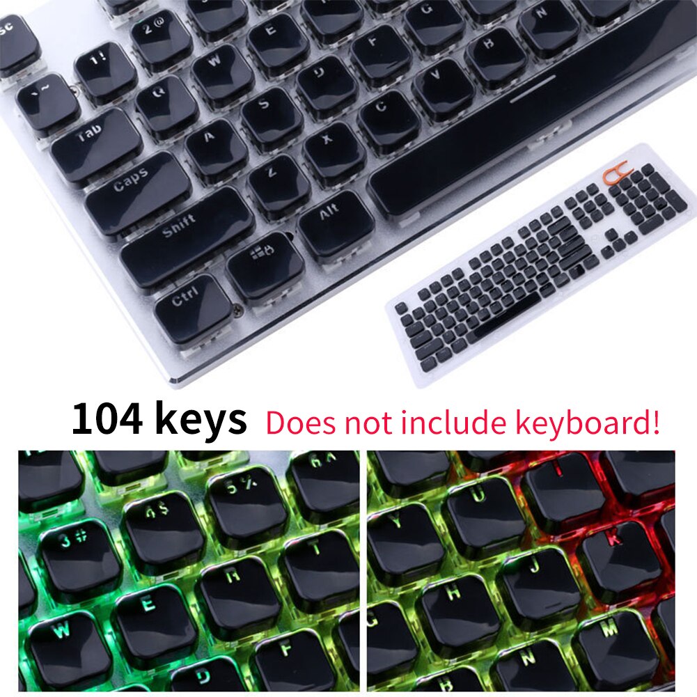 104 Keys Durable Decorative Replacement Home Mechanical Keyboard Office Backlit Computer Accessories Retro Gaming Keycap: Black 1