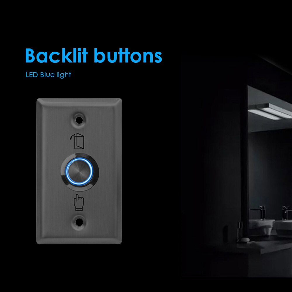 S50L Stainless Steel Exit Button LED Backlight Push Switch Sensor Opener Release Access Control Exit Button