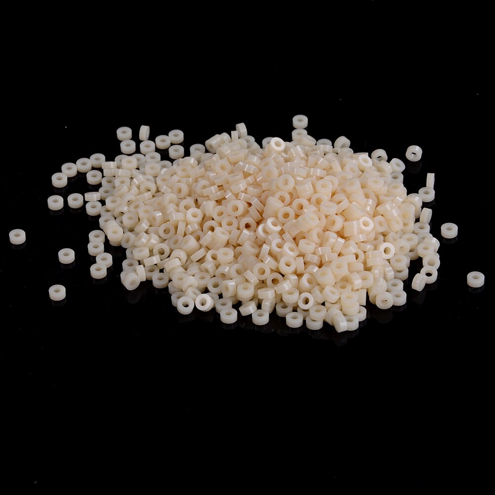 1000Pcs M3 3mm White Plastic Nylon ABS Round Non-Threaded Column Standoff Support Spacer Washer