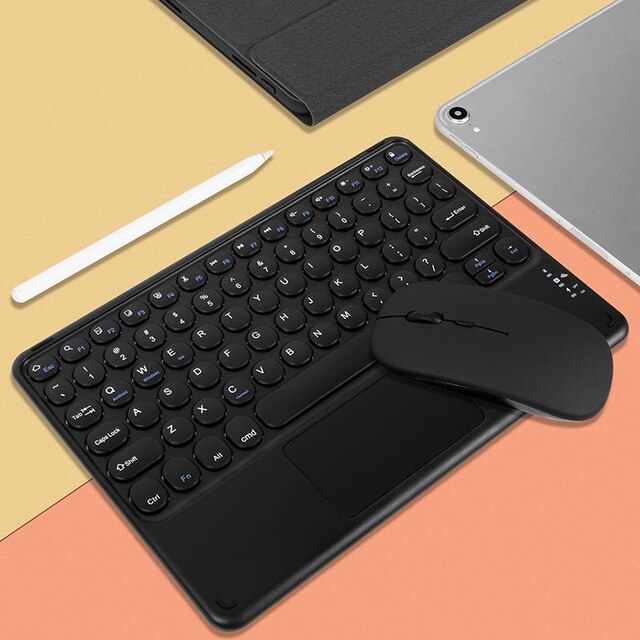 Teclado y panel táctil inalámbrico para tableta y teléfono, teclado de ratón Bluetooth de 10 pulgadas para iPad Air 4 Pro 11, Huawei Matepad: black touch mouse