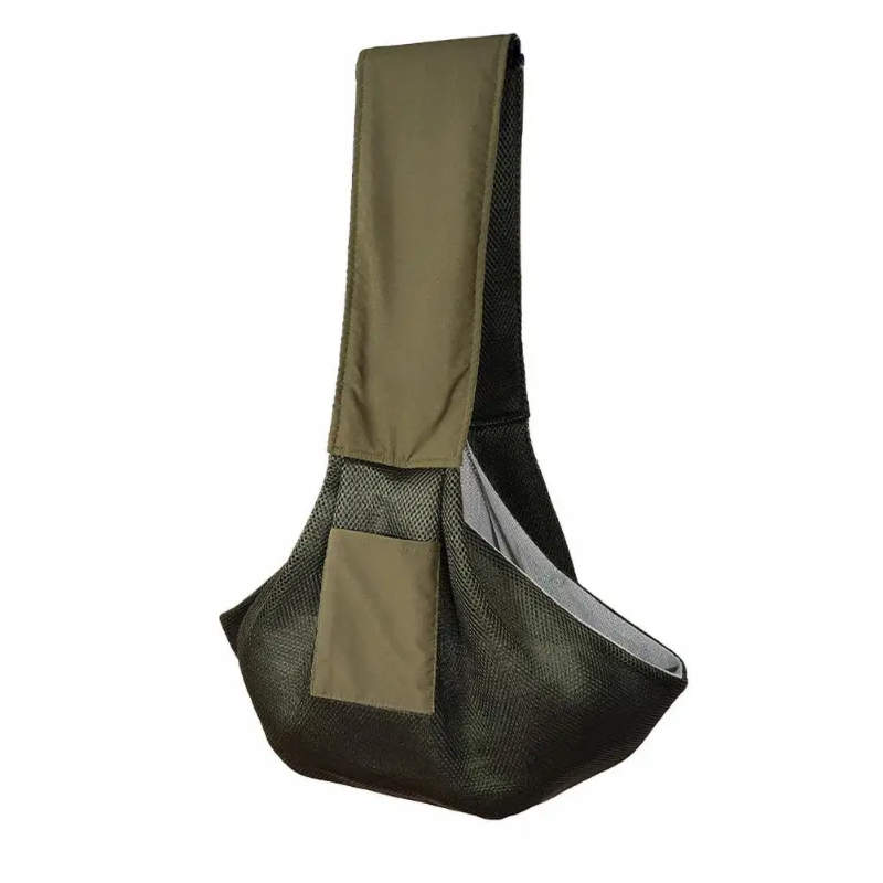 Hondendraagdoek Ergonomische handvrije draagdoek voor kleine honden en katten Ademend gaas met opbergvak Premium huisdierdraagtas: Army Green