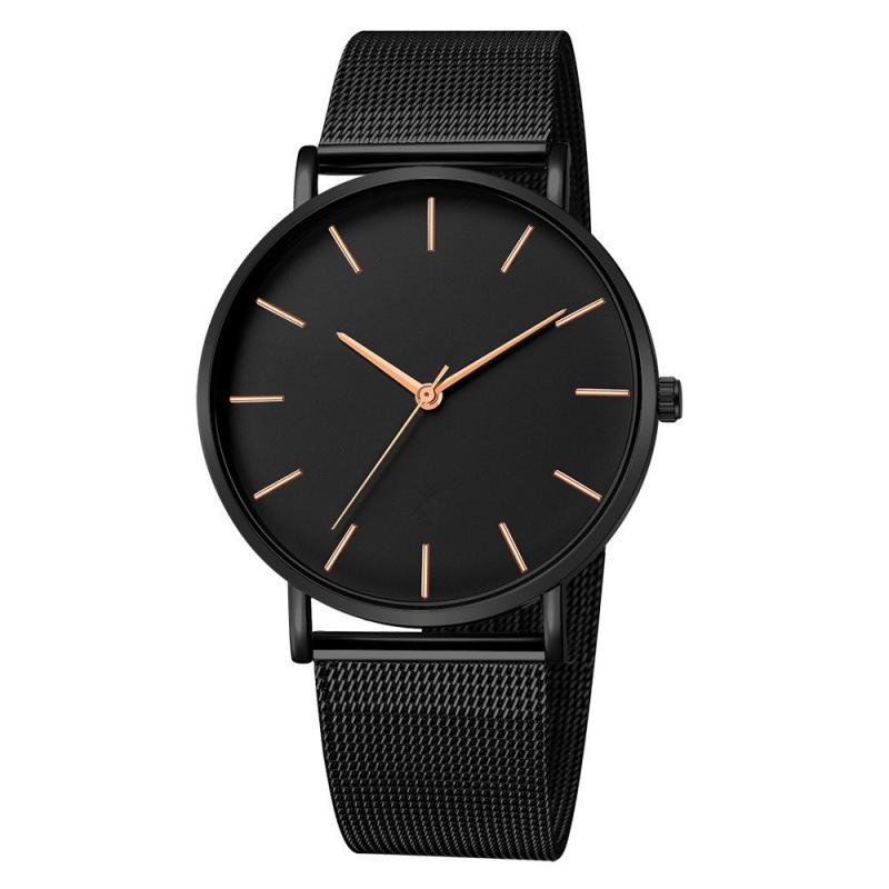 Ultra Dünne Kreative Schwarz Edelstahl Quarz Uhren Männer Einfache -Business Armbanduhr Uhr Männlich Relogios: Rose