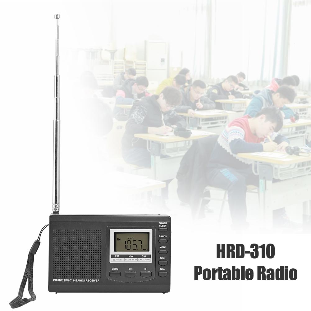 HRD-310 FM Radio MW SW Digital Alarm Clock LCD Screen Portable FM Radio Receiver with Earphone