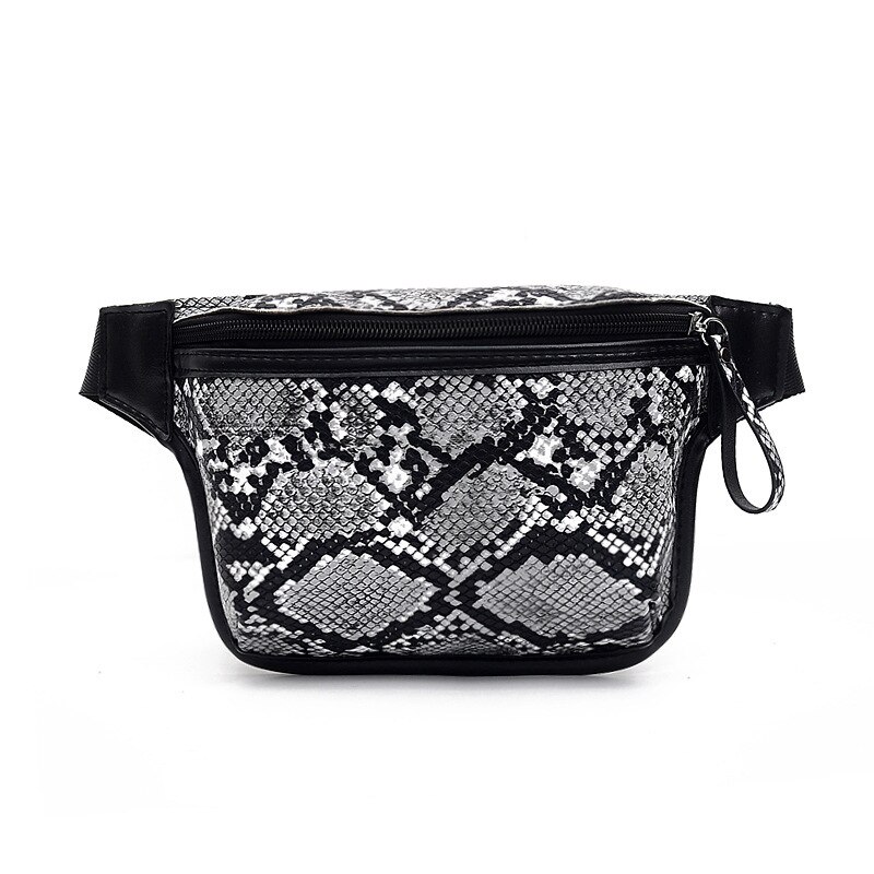 Riñonera con patrón de pitón para mujer, bolso de pecho con conchas de estilo europeo y americano, para verano y otoño,: Gris