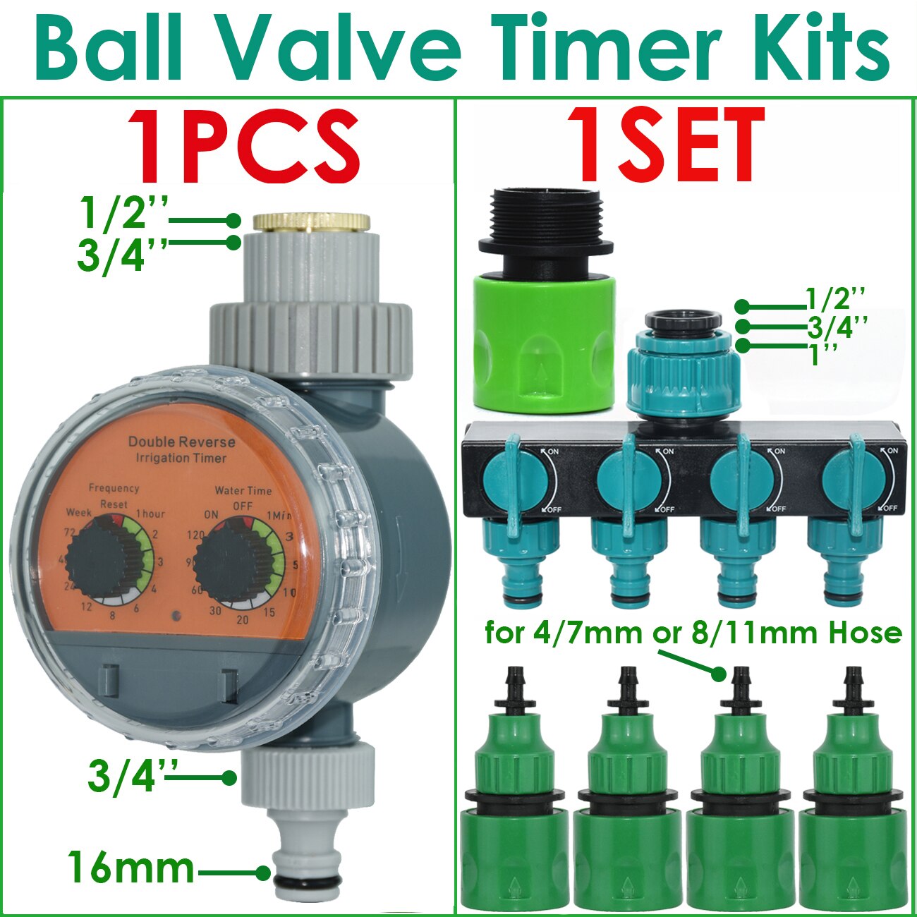 Garden Ball Valve Water Timer Double Dial Automatic Electronic Watering Timer Home Garden Irrigation Irrigator Controller System: Yellow