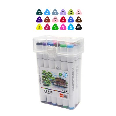 MOKEELO 895 Double-headed Triangle Pen Marker Set 12/18/24/36/48 Colors Art Painting Markers Pens Drawing Students Supplies: 18colors