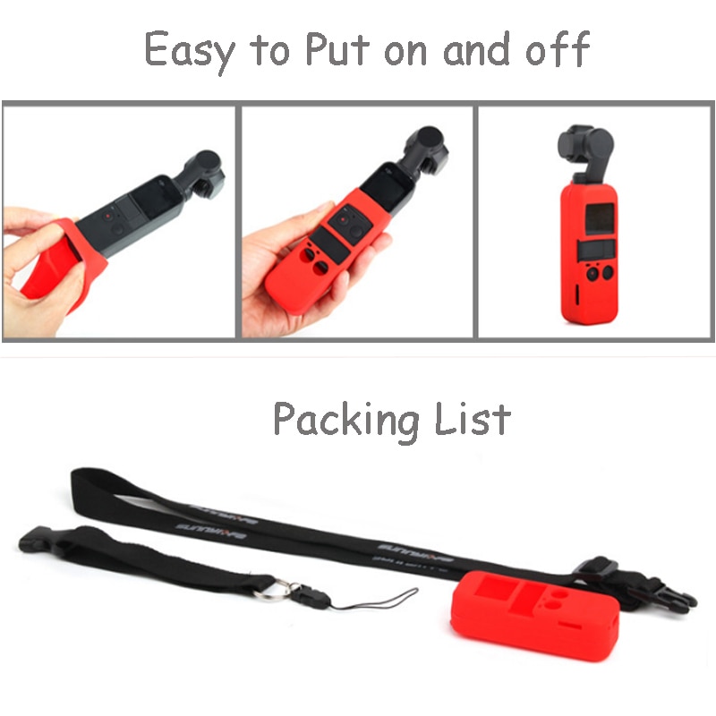 10 Colors DJI OSMO POCKET Protector Set Soft Silicone Case Cover with Neck/Wrist Strap Lanyard for Osmo Pocket Handheld Gimbal