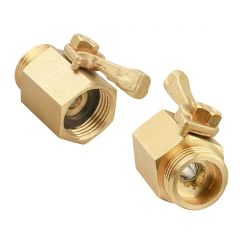 2pcs Heavy Duty 3/4" Thread Brass Shut Off Valve with Garden Hose Connector