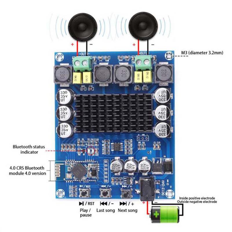 XH-M548 Bluetooth Dual Channel 120W + 120W TPA3116D2 Bluetooth Digitale O Eindversterker Board